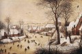 Winter Landschaft mit Schlittschuhläufern und Vogel Falle Flämisch Renaissance Bauer Pieter Bruegel der Ältere